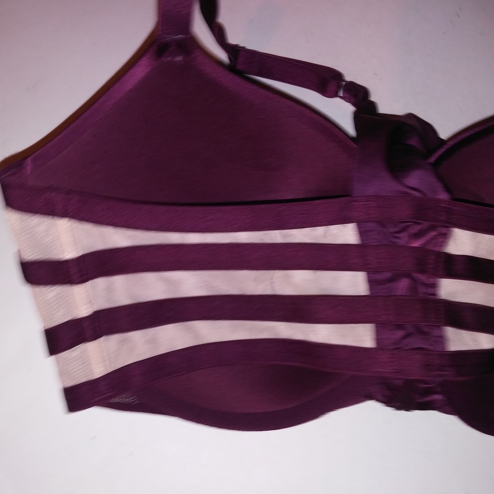 Victoria Secret Bra 36DD Very Sexy Push Up Purple Plum Kir Front Close Racerback - Picture 6 of 8